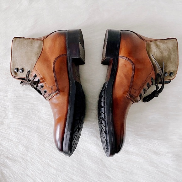 ✨New TO BOOT Abbott Tall Leather Lace Boots Cognac - Picture 5 of 8